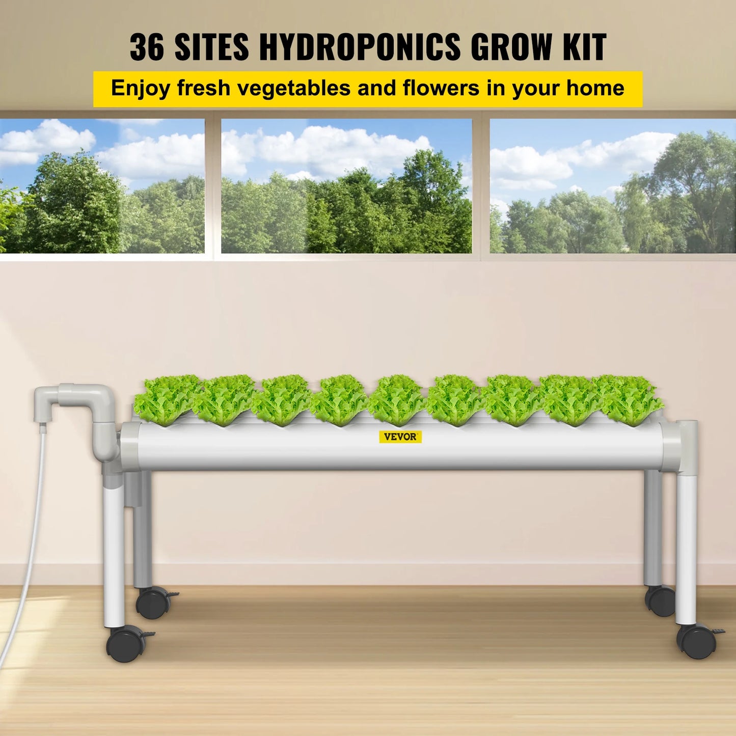 VEVOR Hydroponic Grow Kit Hydroponics System 36/54/72/90/108 Sites 1/2/3/4 Layers 4/6/8/10/12 Pipes Vegetables Lawn & Garden