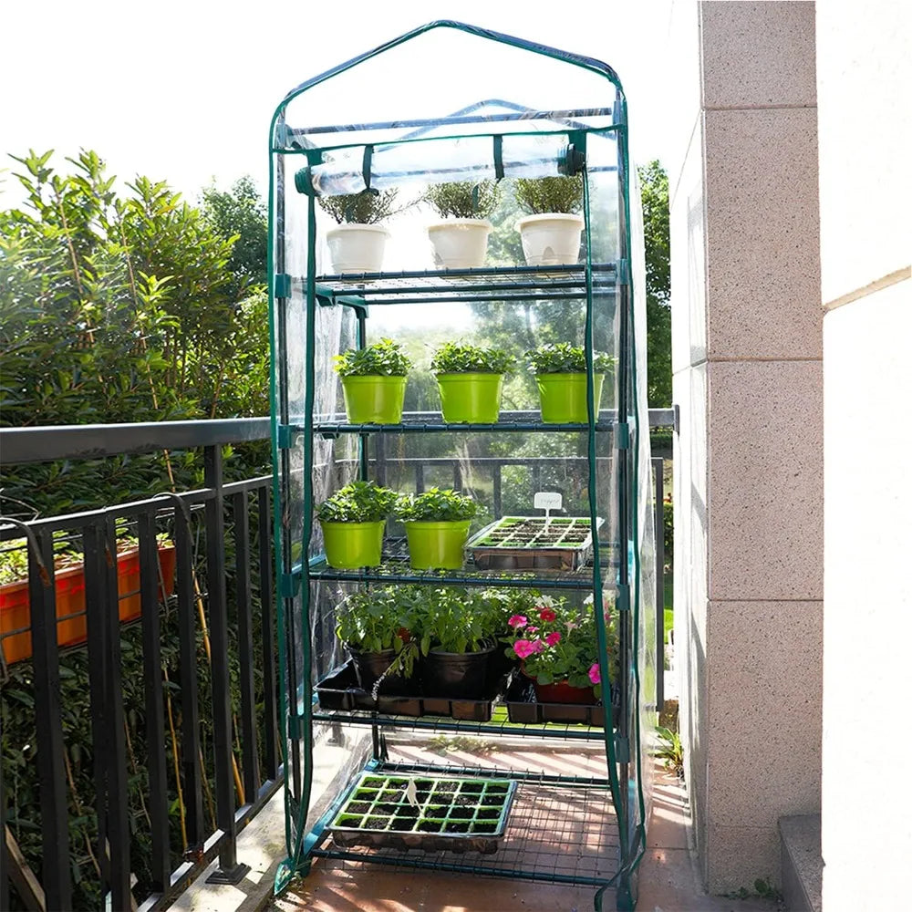 Garden Buildings 5-Tier Portable Mini Greenhouse with PVC Cover