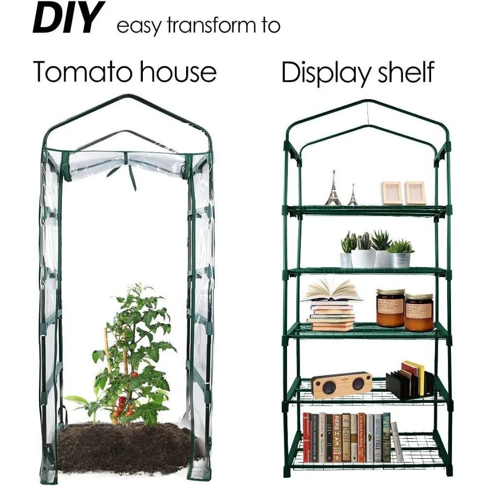 Garden Buildings 5-Tier Portable Mini Greenhouse with PVC Cover