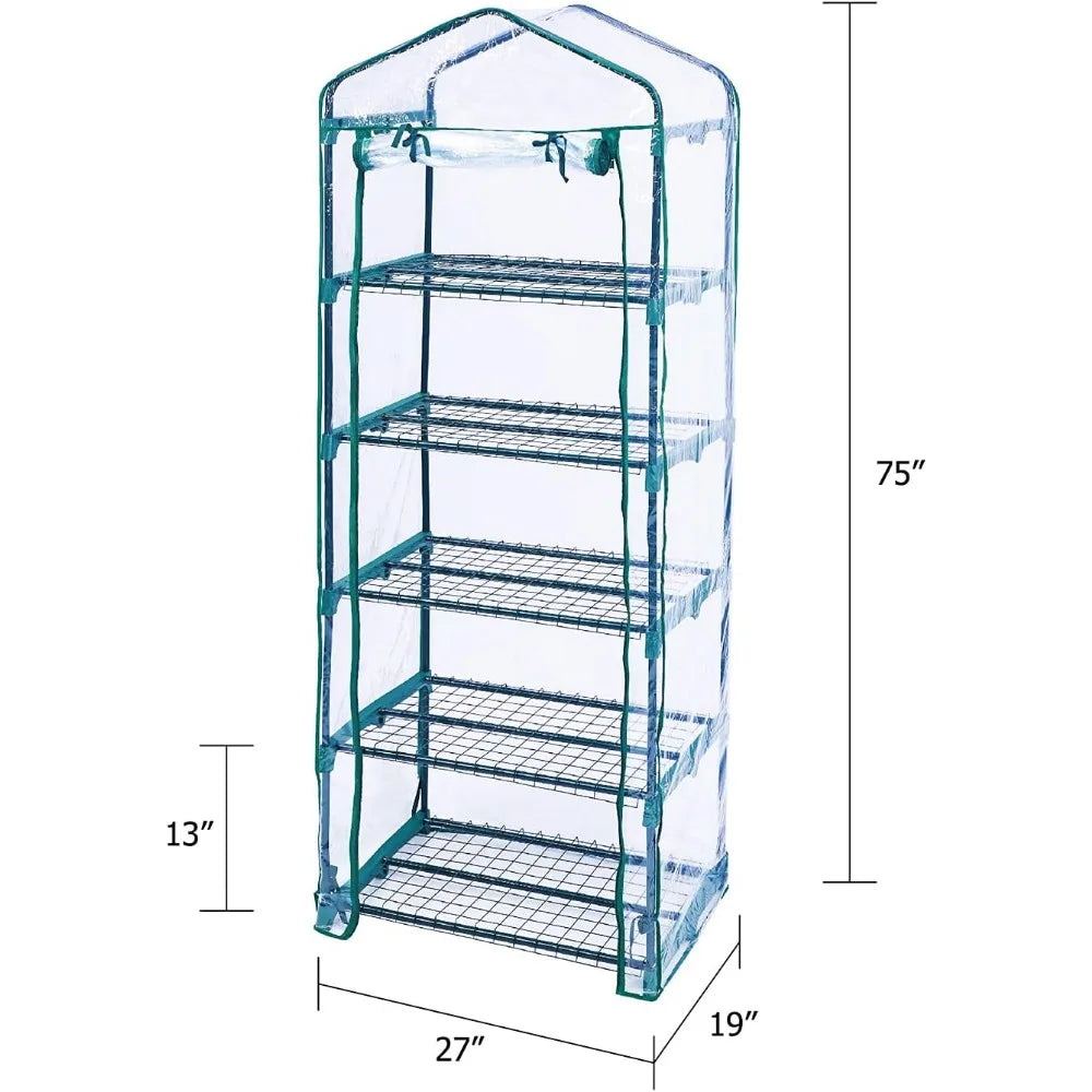 Garden Buildings 5-Tier Portable Mini Greenhouse with PVC Cover