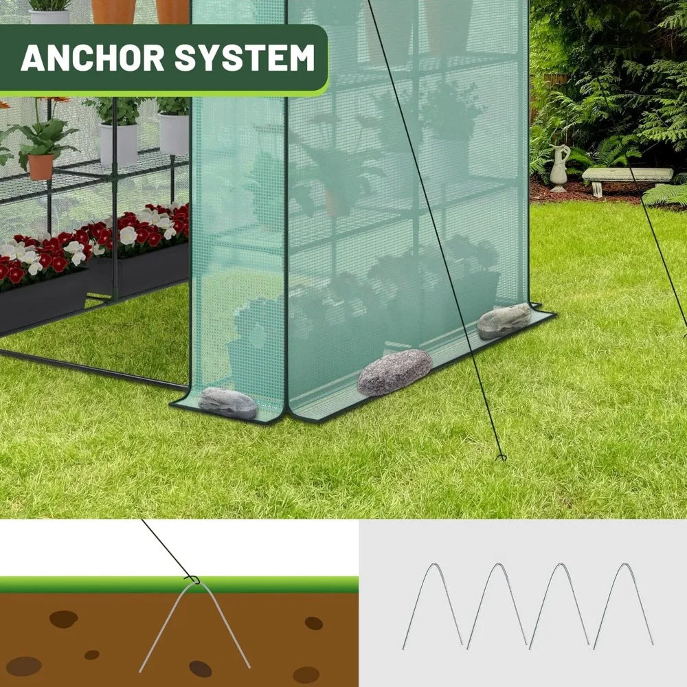 Walk-in Greenhouse for Outdoors, 57 x 57 x 77 inch, with Anchors