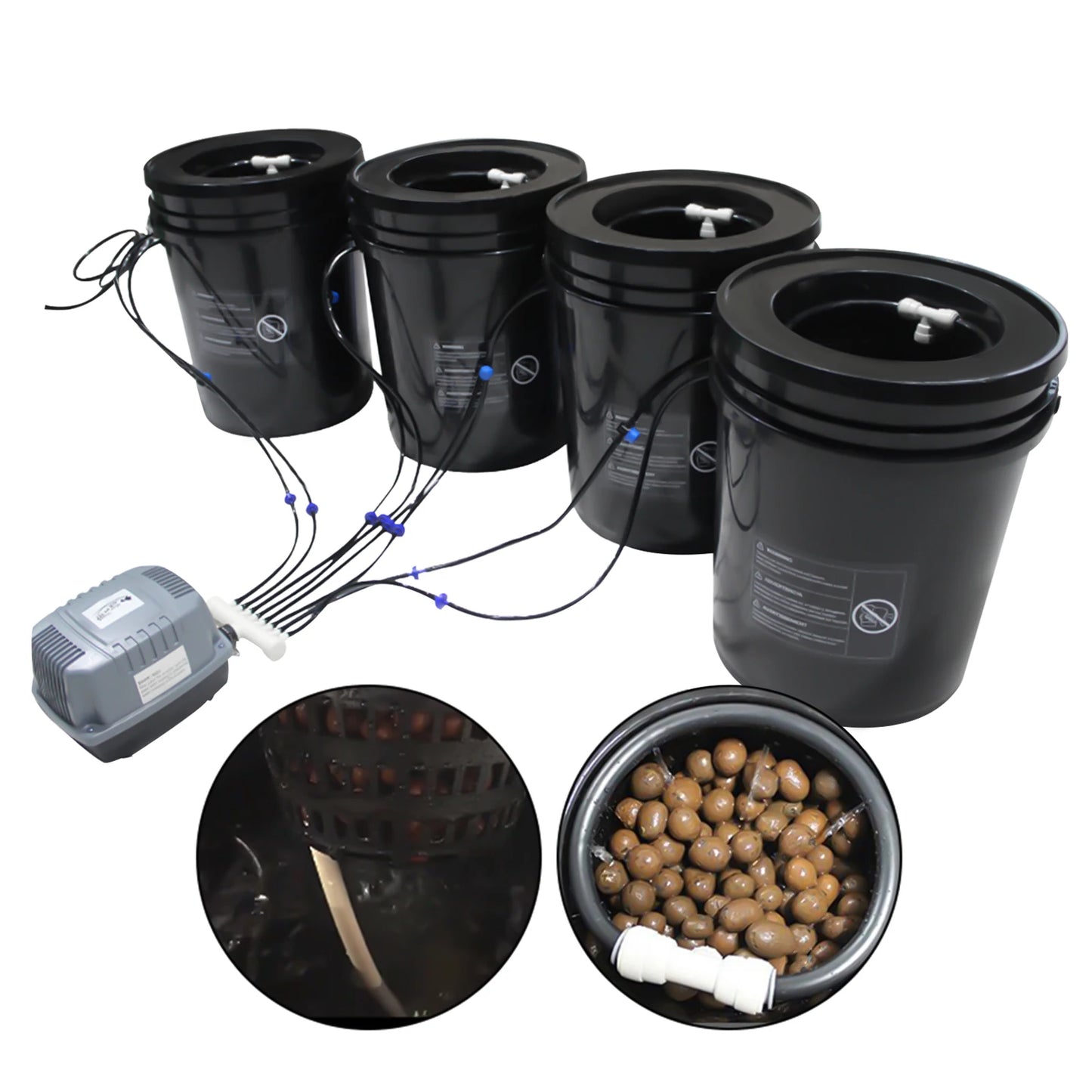 DWC Cylindrical Hydroponics Growing System Kits Recirculating Drip Garden System w/Air Hose Air Pump Air Stone