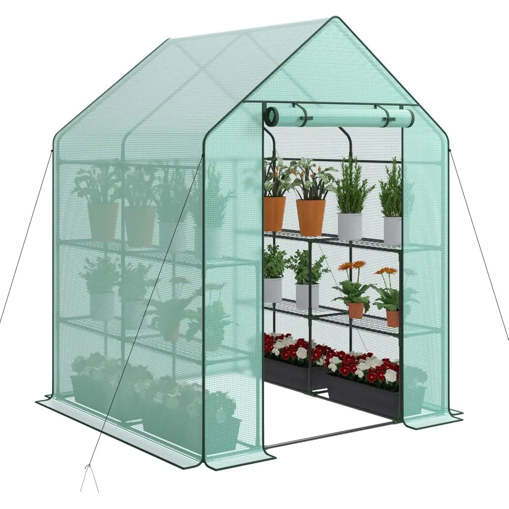 Walk-in Greenhouse for Outdoors, 57 x 57 x 77 inch, with Anchors