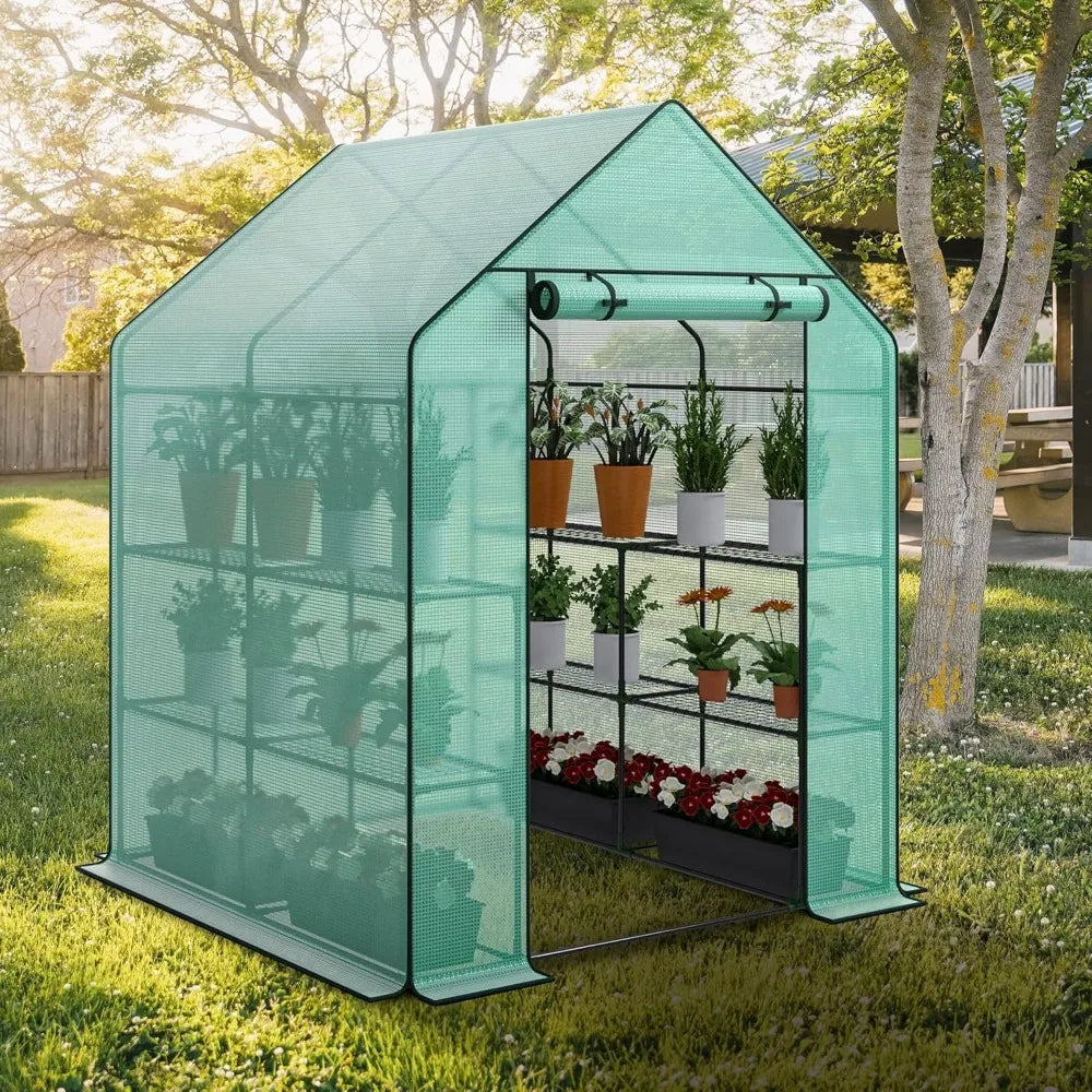 Walk-in Greenhouse for Outdoors, 57 x 57 x 77 inch, with Anchors